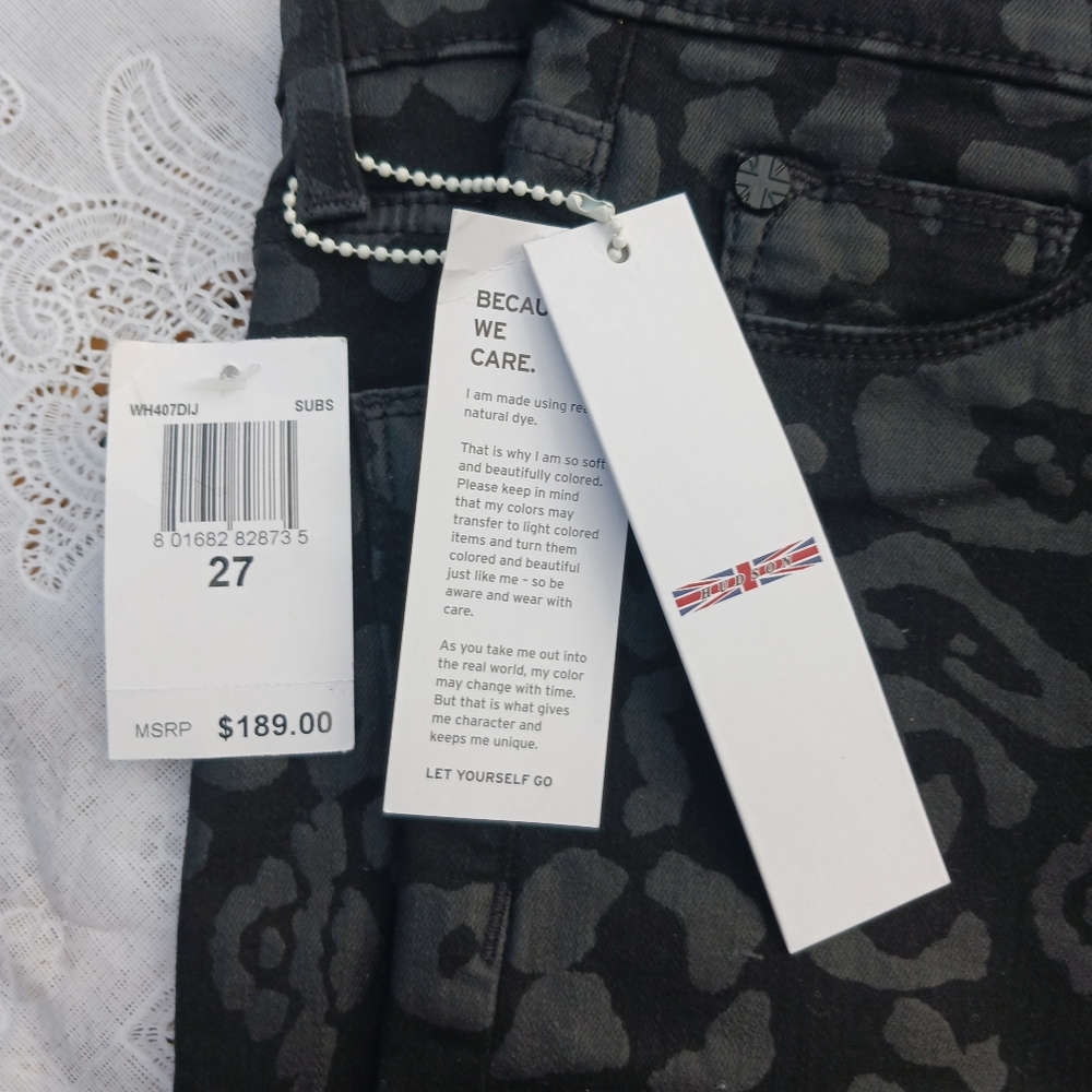 Hudson Barbara High Waist Super Skinny Jeans Sz 27 Black Print - Picture 4 of 14